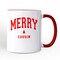 Merry Cousin Retro Christmas Mug, Matching Family Holiday Gift